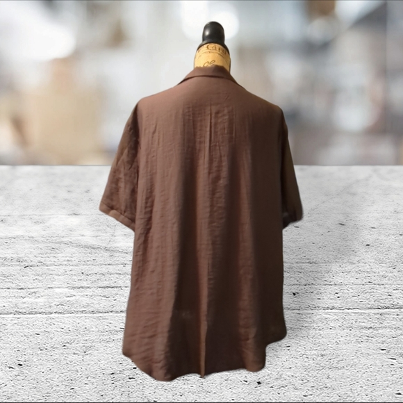 NWT EMERY ROSE short sleeve v-neck button down blouse top shirt SIZE 2X - Picture 6 of 16